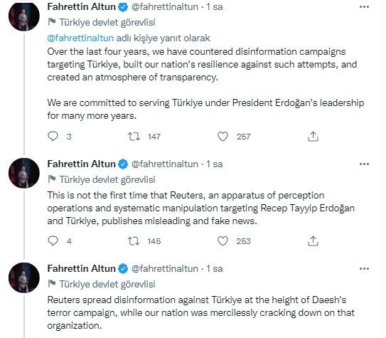 Fahrettin Altun'dan Reuters'a tepki açıklaması