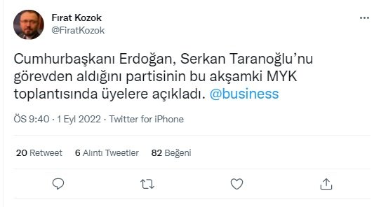 Serkan Taranoğlu Cumhurbaşkanı Erdoğan tarafından görevden alındı
