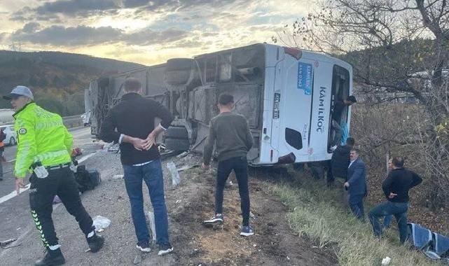 bolu'da yolcu otobüsü devrildi, yaralı sayısı yüksek
