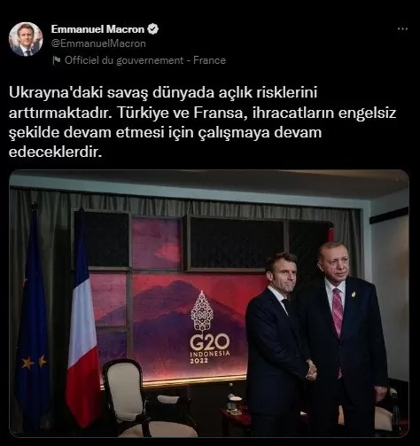 fransa cumhurbaşkanı emmanuel macron'dan türkçe paylaşım