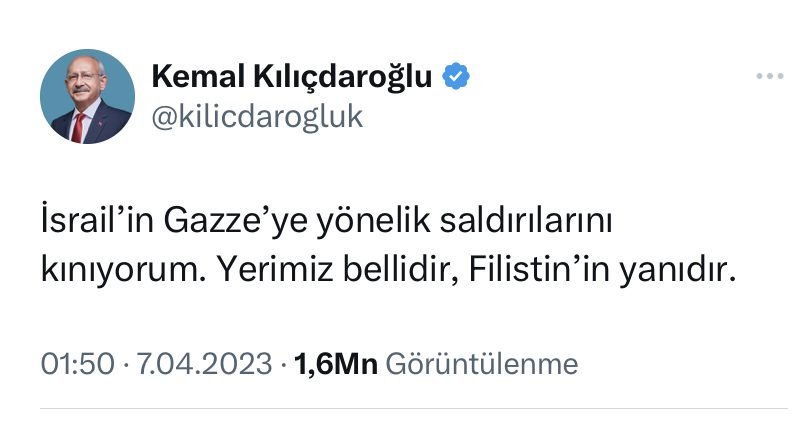 CHP Lideri Kılıçdaroğlu: Yerimiz bellidir, Filistin’in yanıdır