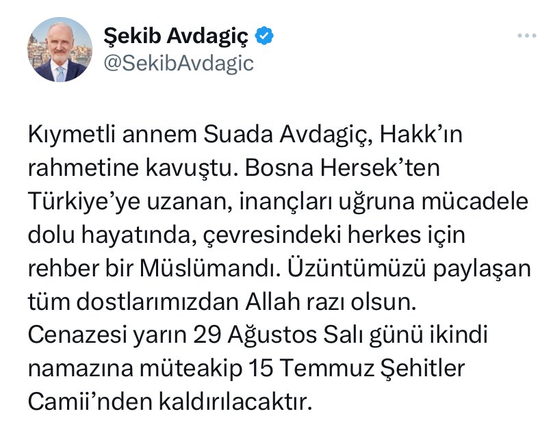 İTO Başkanı Şekib Avdagiç'in acı günü